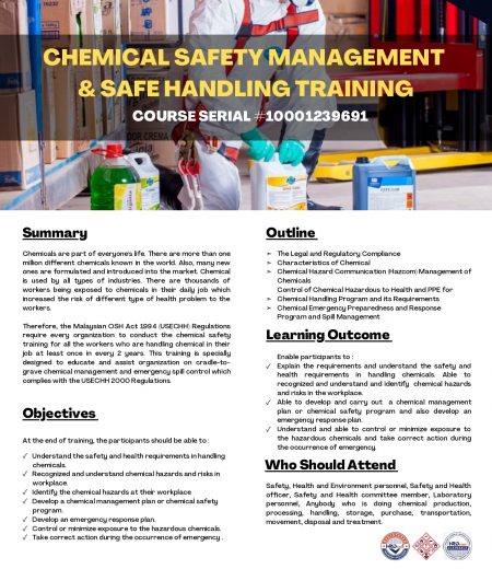CHEMICAL SAFETY MANAGEMENT AND SAFE HANDLING TRAINING